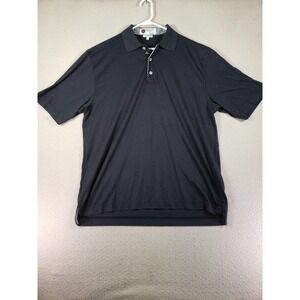 Iliac Golf Polo Mens Large Black Luxury Hybrid Button Up Collared Pullover Shirt